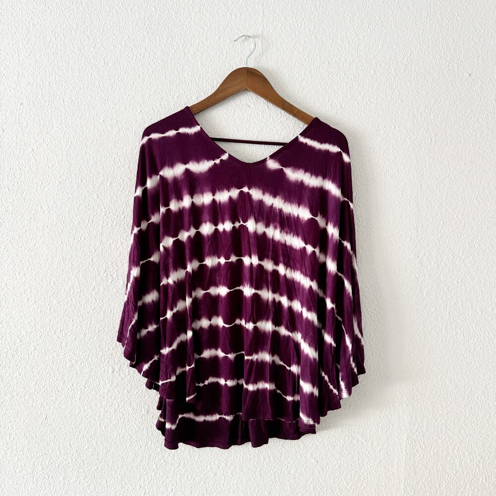 Lane Bryant Purple Tie Dye Blouse Womens 14/16 V Neck